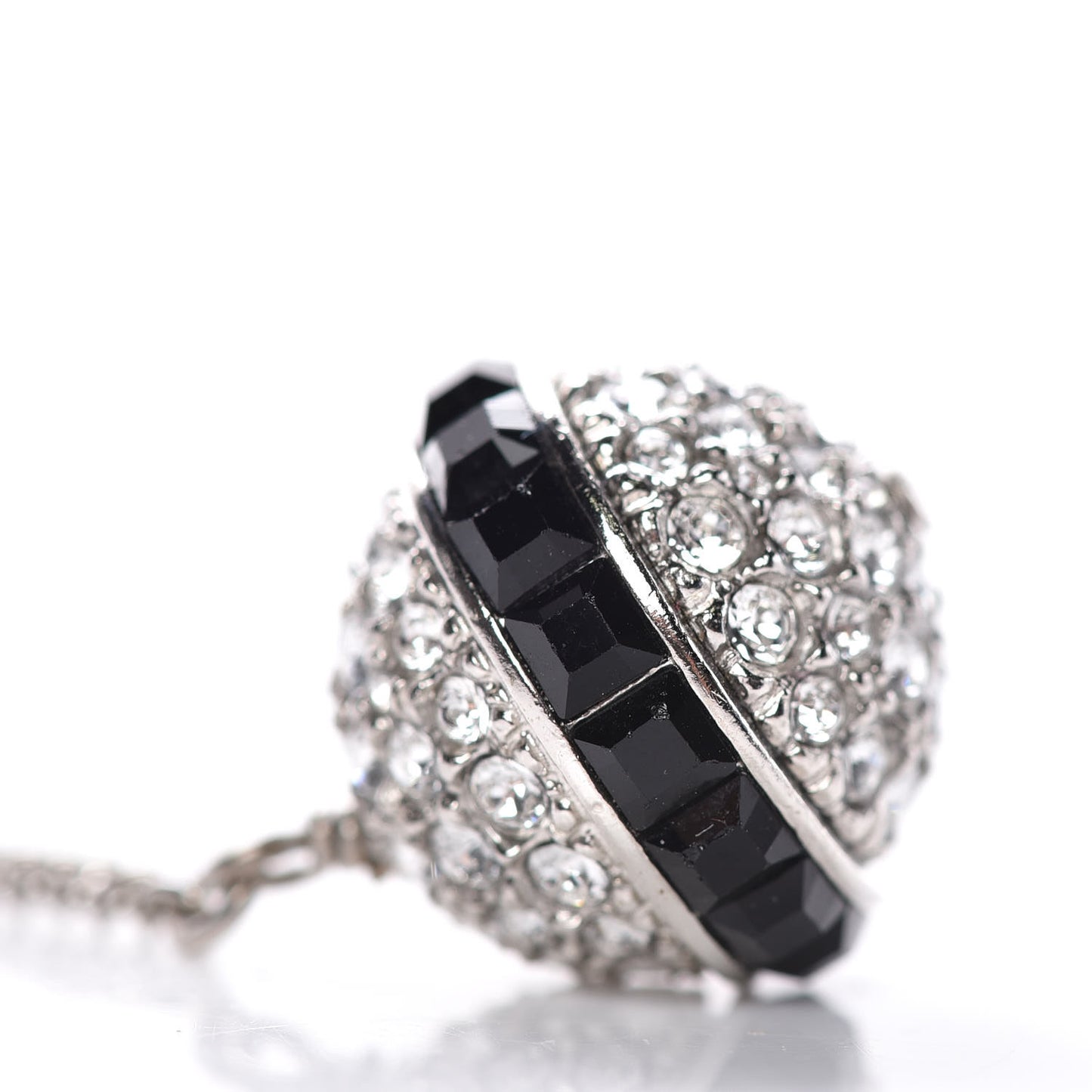 Crystal CC Drop Earrings Silver Black