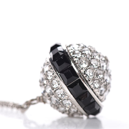 Chanel Crystal CC Drop Earrings Silver Black 5 of 6