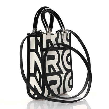 Fendi X MARC JACOBS Vitello King Plexiglass Logo Print Mini Fendi Sunshine Shopper Tote Black White 3 of 14