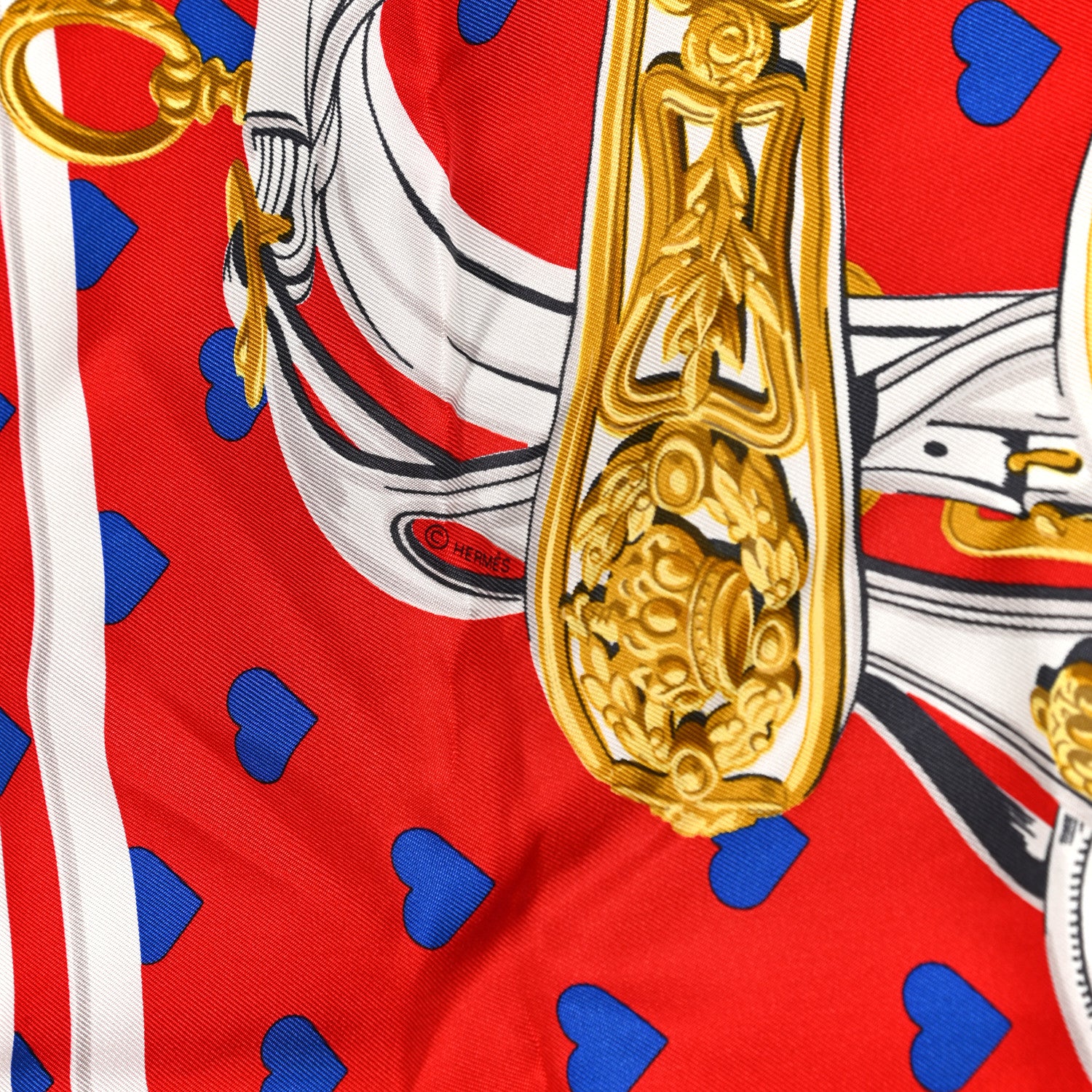 Hermes Silk Brides De Gala Love Scarf 90 Rouge Vif Marine White 2 of 4