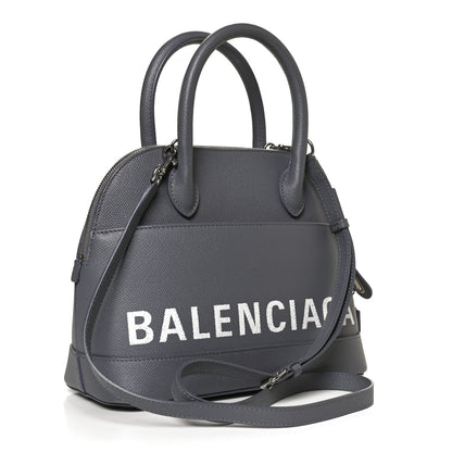 Balenciaga Signature Grained Calfskin Logo S Ville Top Handle Bag Gris Perle Fonce White 2 of 8
