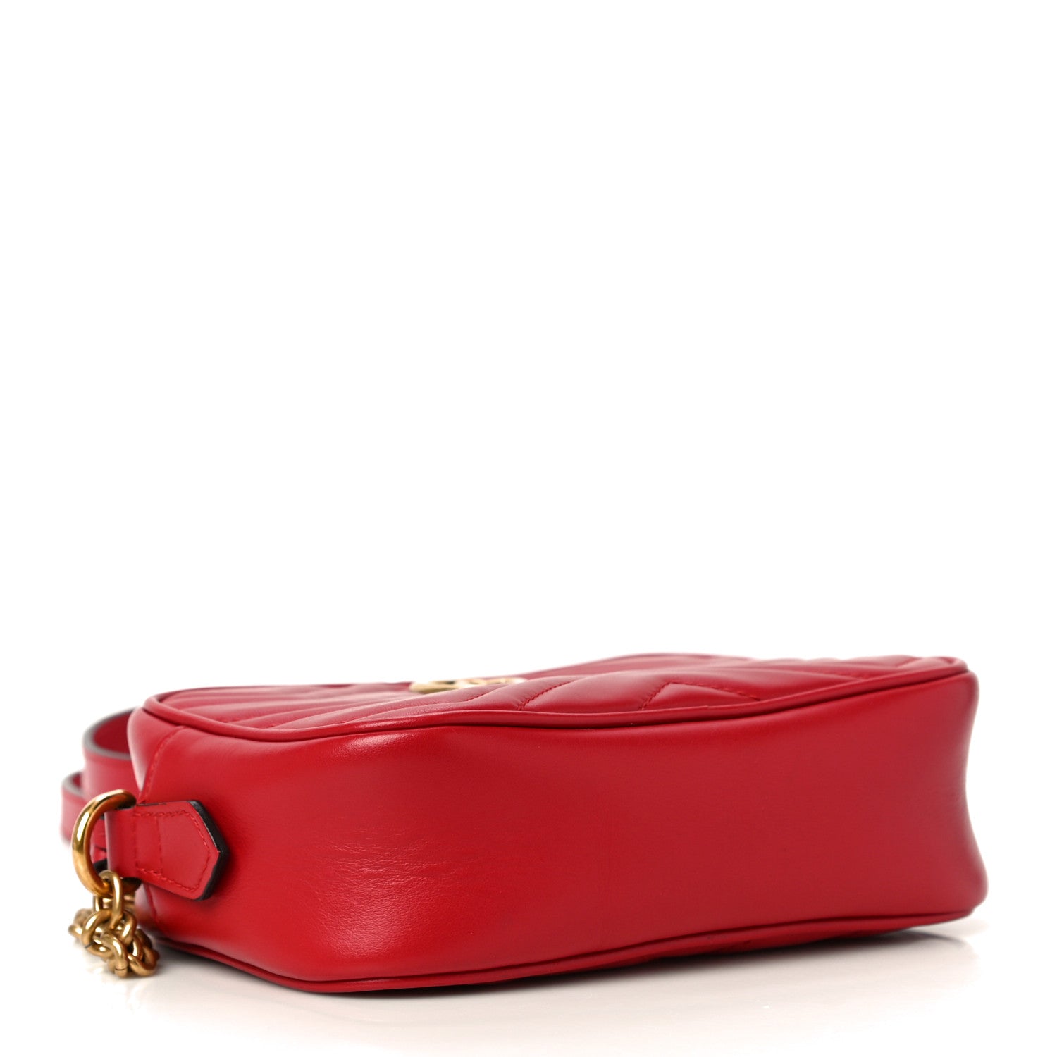 Gucci Calfskin Matelasse Mini GG Marmont Chain Shoulder Bag Hibiscus Red 4 of 11