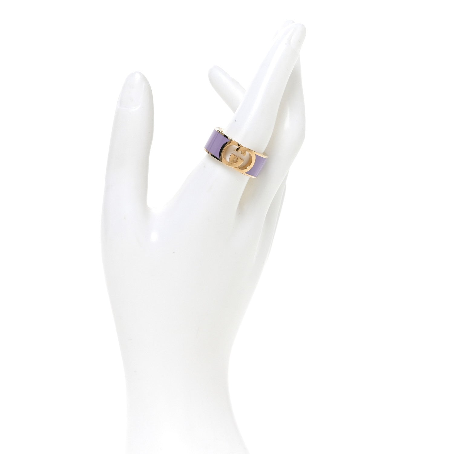 Gucci Metal Enamel Interlocking G Ring Gold Purple 2 of 5