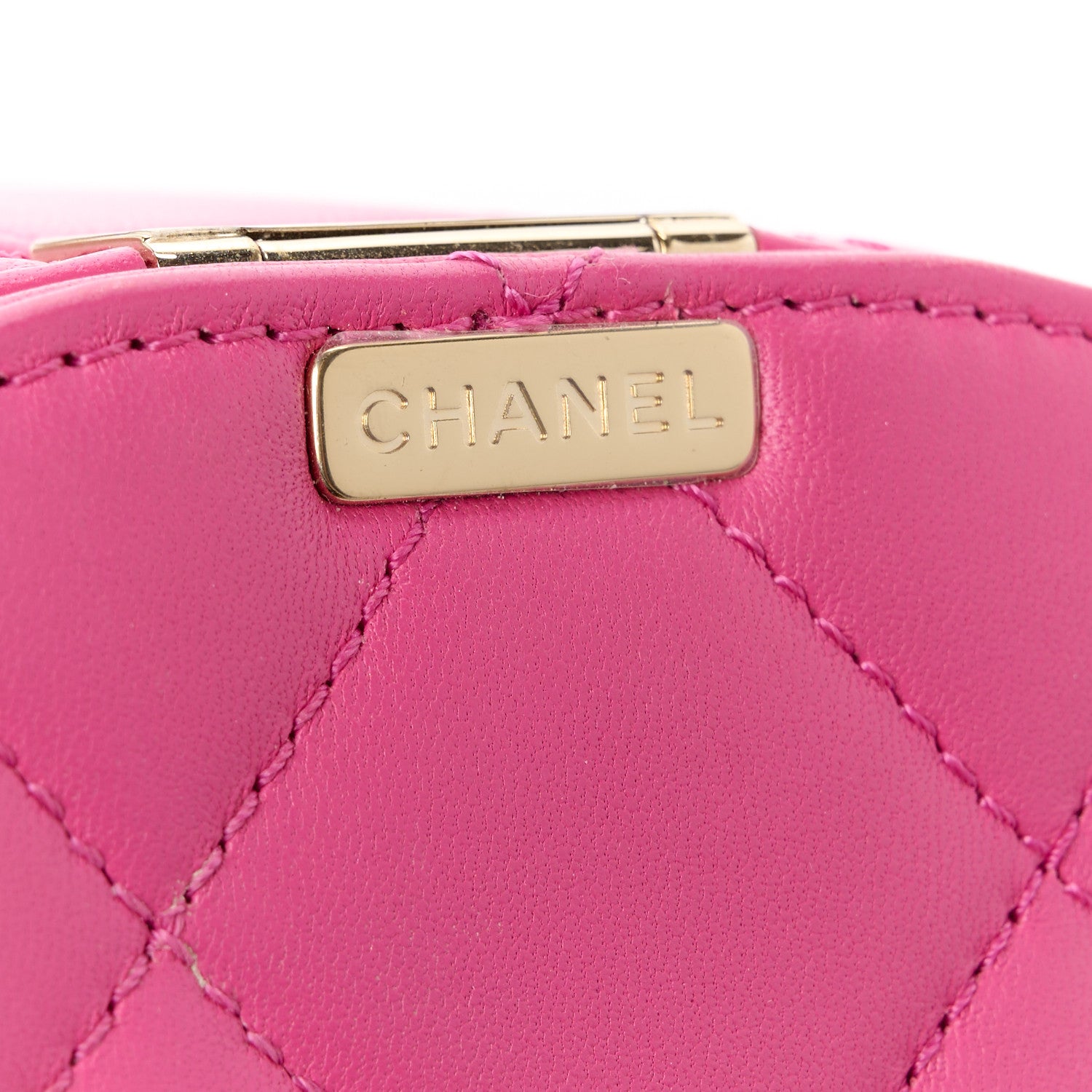 Chanel Lambskin Resin Elegant Chain Vanity Case Dark Pink 9 of 16