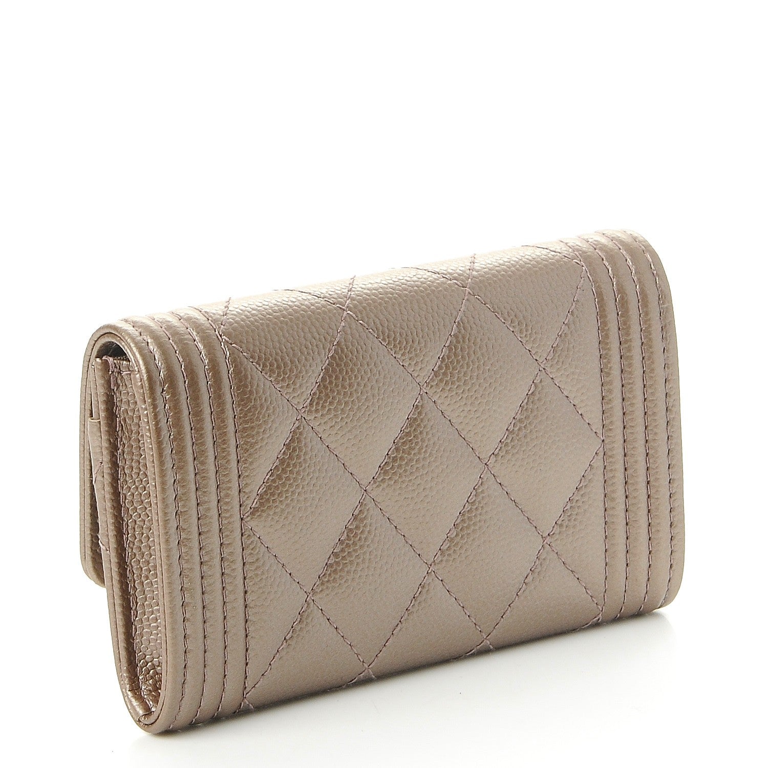 Chanel Metallic Caviar Quilted Boy Card Holder Wallet Copper 3 of 9