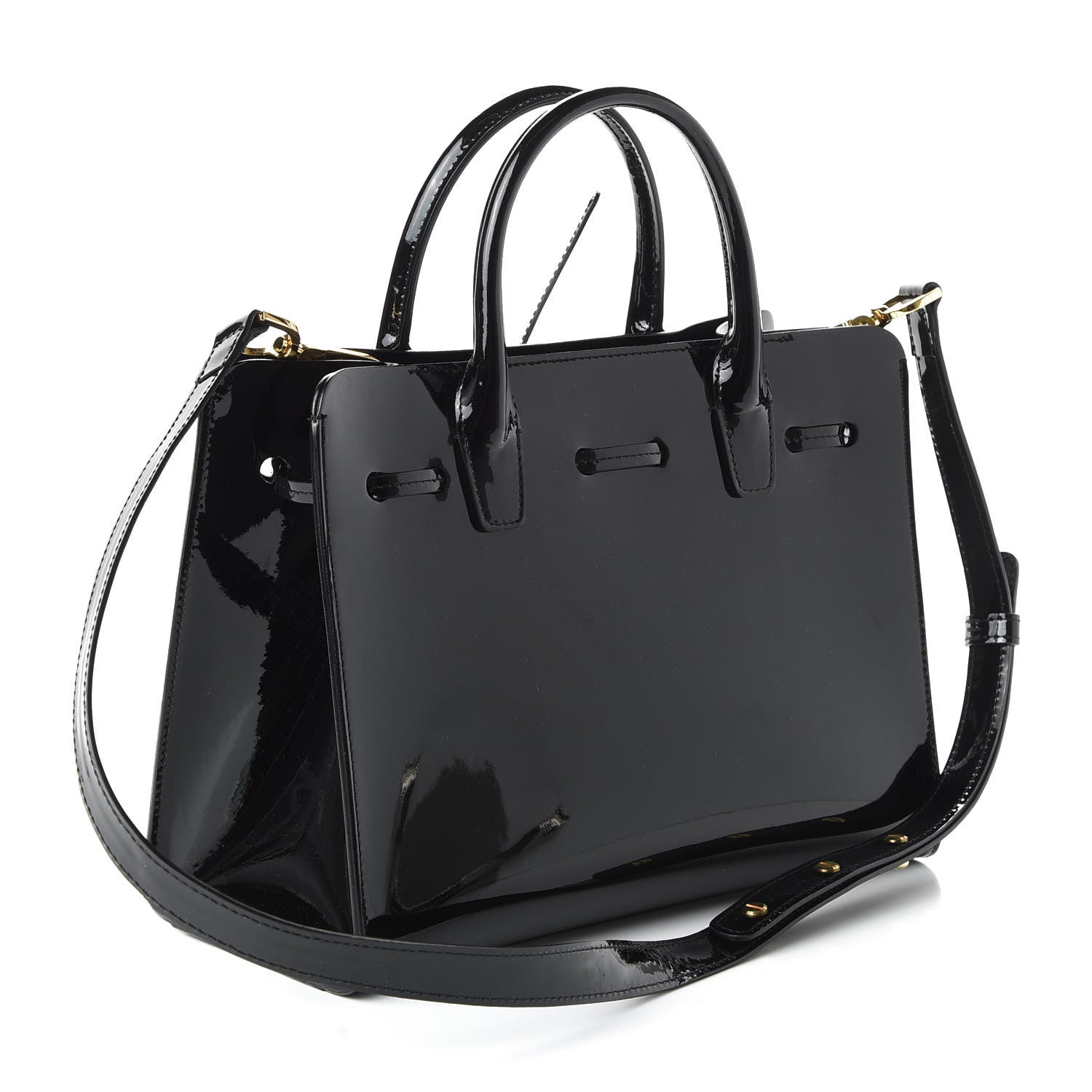 Mansur Gavriel Patent Mini Sun Bag Black 3 of 9