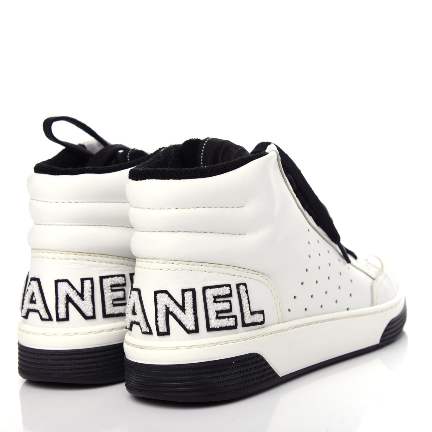Calfskin Womens Logo High Sneakers 37 White Black