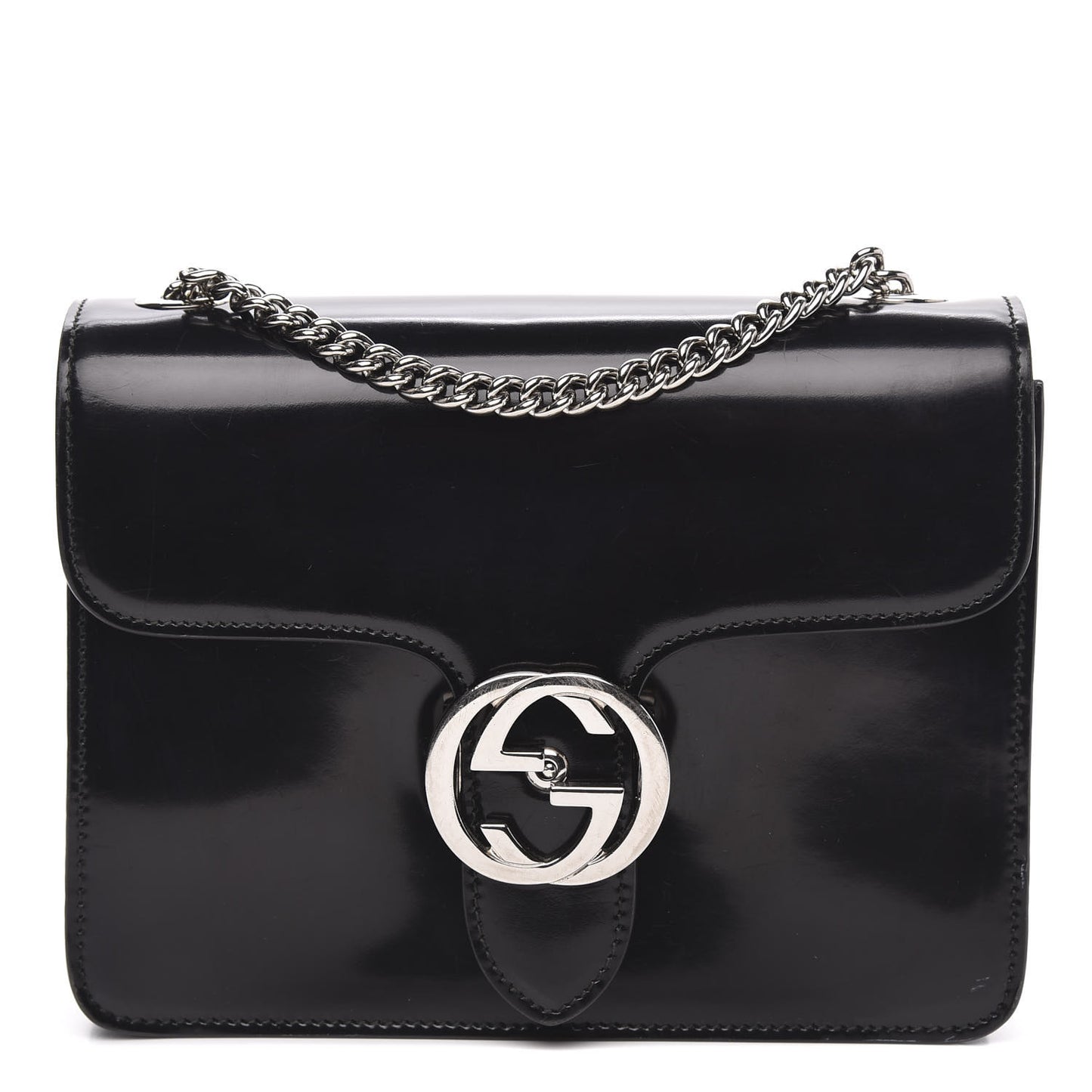 Shade Lux Calfskin Small Interlocking G Shoulder Bag Black