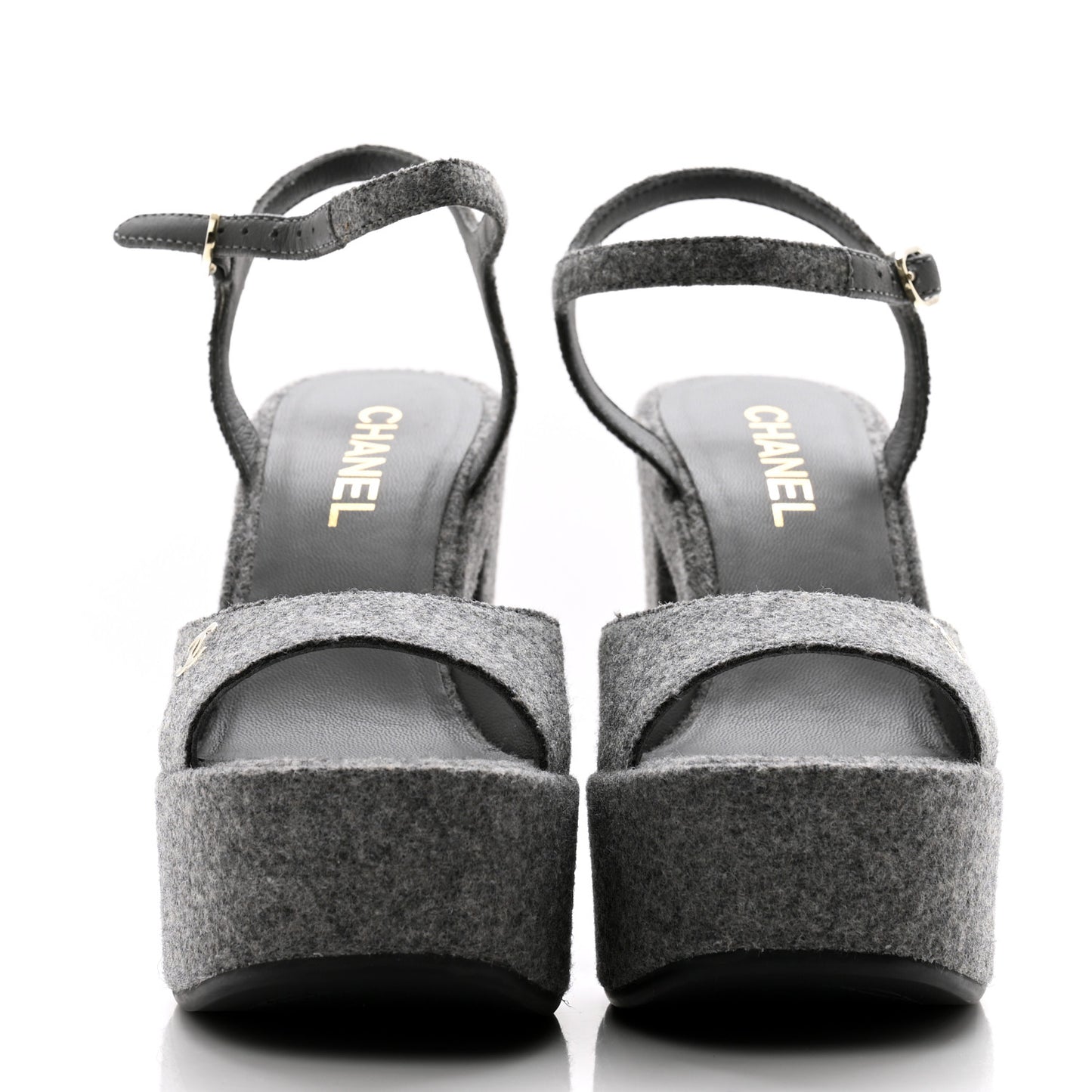 Wool CC Platform Sandals 38.5 Grey