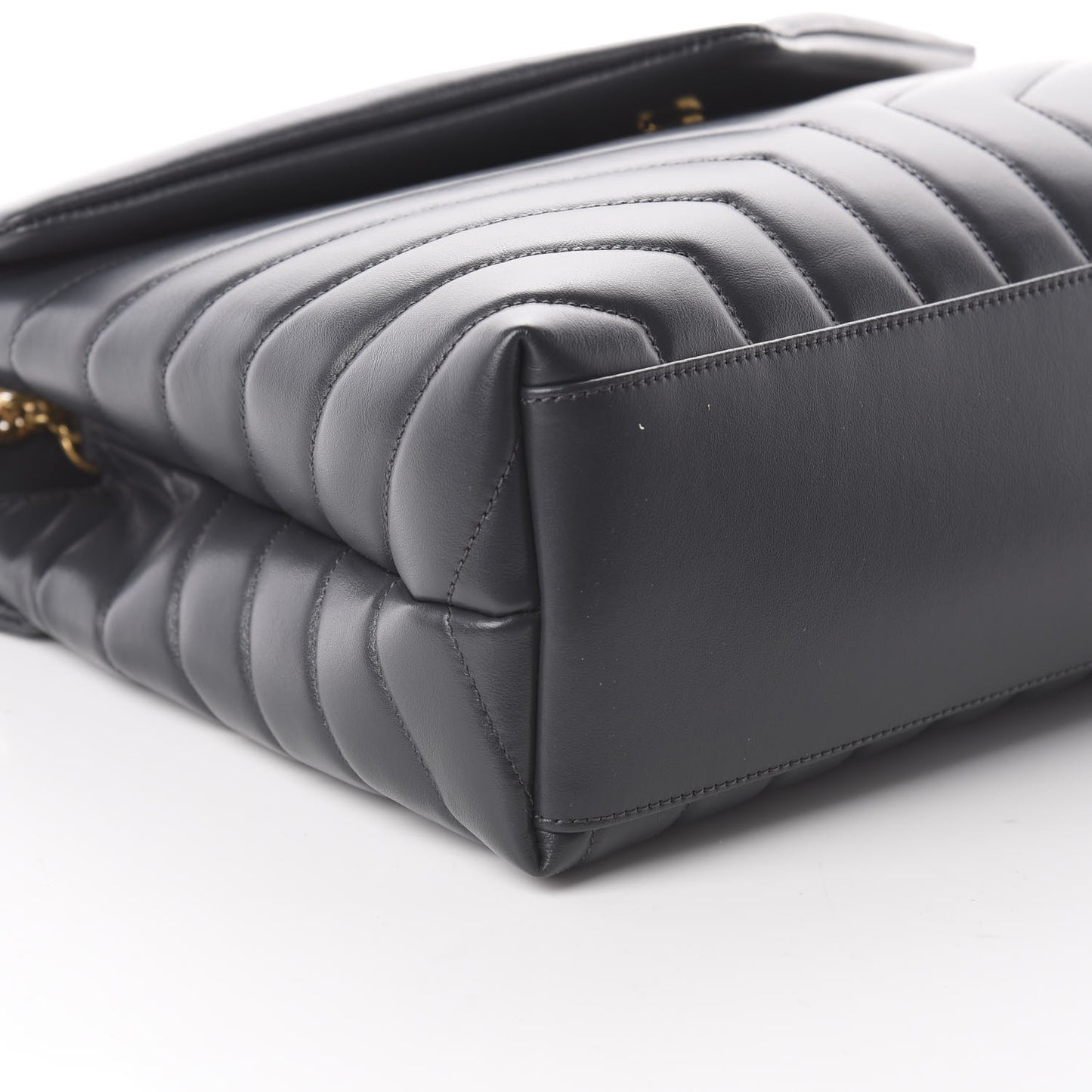 Calfskin Y Quilted Monogram Medium Loulou Chain Satchel Asphalt