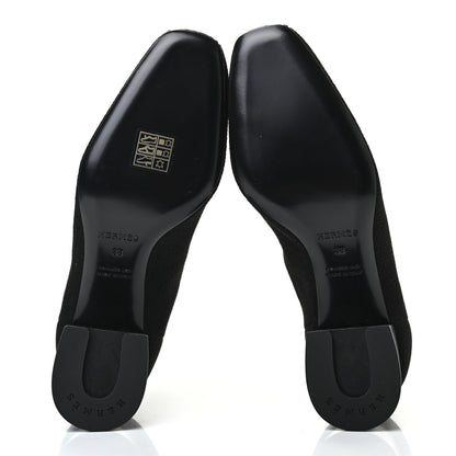 Hermes Knit Calfskin Volver Ankle Boots 38 Black 5 of 7