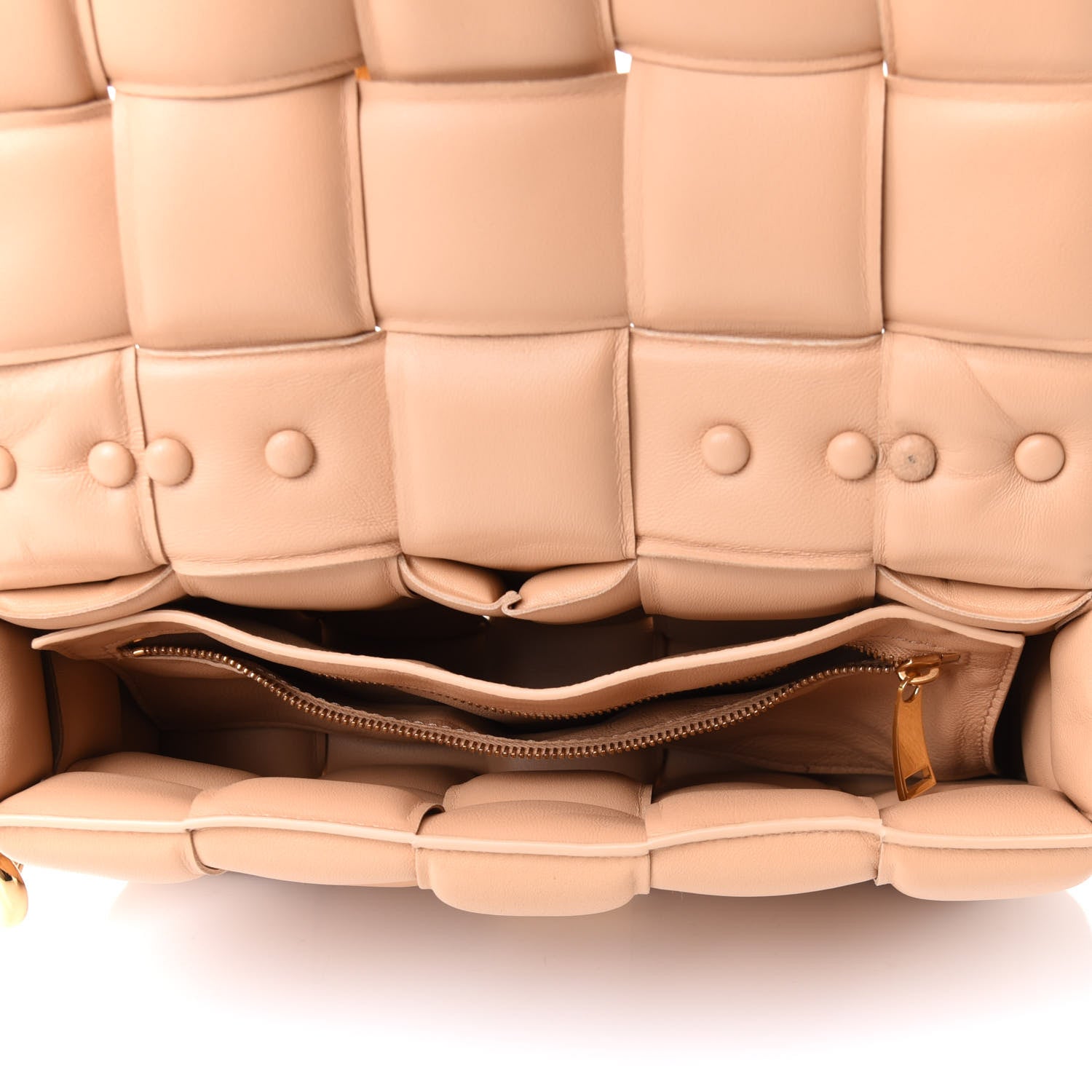 Bottega Veneta Lambskin Maxi Intreccio Padded Chain Cassette Crossbody Bag Almond 4 of 4