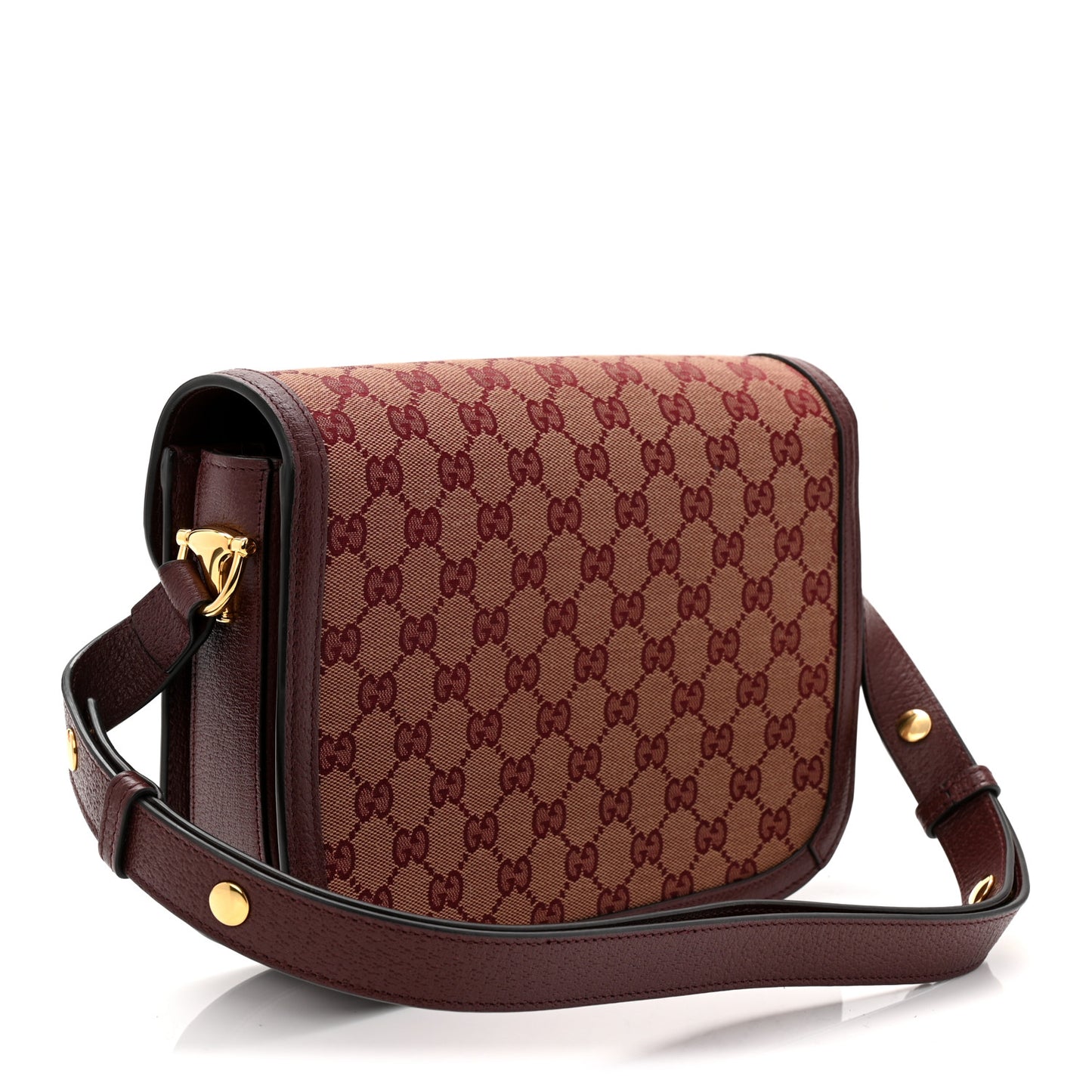 Monogram Textured Dollar Calfskin Horsebit 1955 Shoulder Bag Sahara Rubino Chardonnay