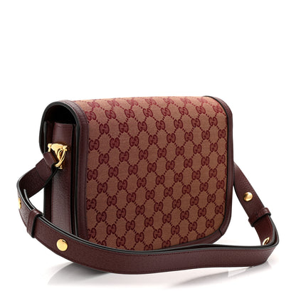 Gucci Monogram Textured Dollar Calfskin Horsebit 1955 Shoulder Bag Sahara Rubino Chardonnay 3 of 10