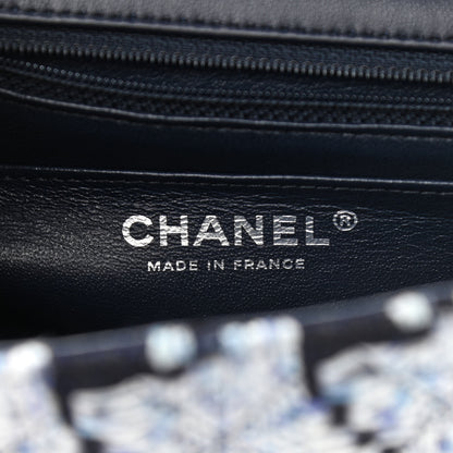 Chanel Tweed Quilted Mini Rectangular Flap Black White Light Blue 7 of 11