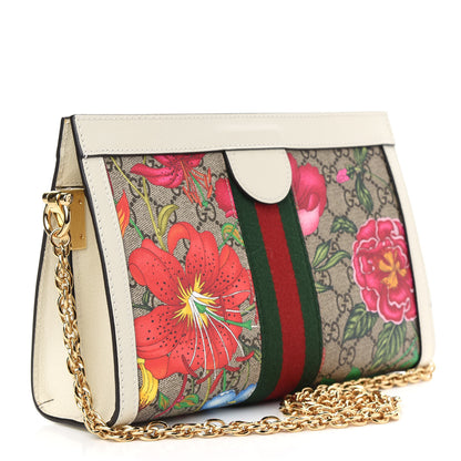Gucci GG Supreme Monogram Flora Web Small Ophidia Chain Shoulder Bag White 3 of 9