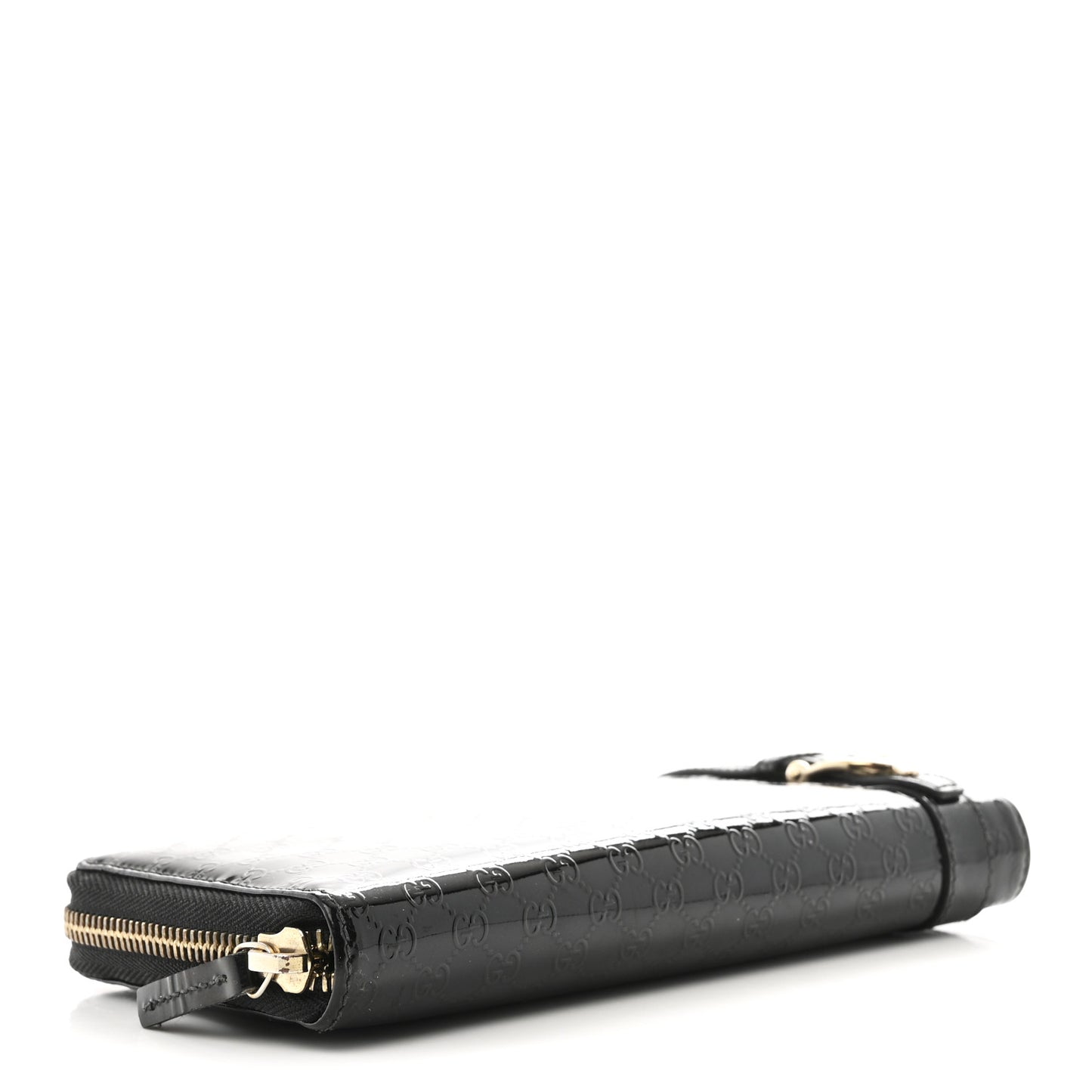 Patent Microguccissima Nice Zip Around Wallet Black