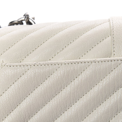 Saint Laurent Sheepskin Matelasse Chevron Monogram Medium College Bag Dove White 8 of 17