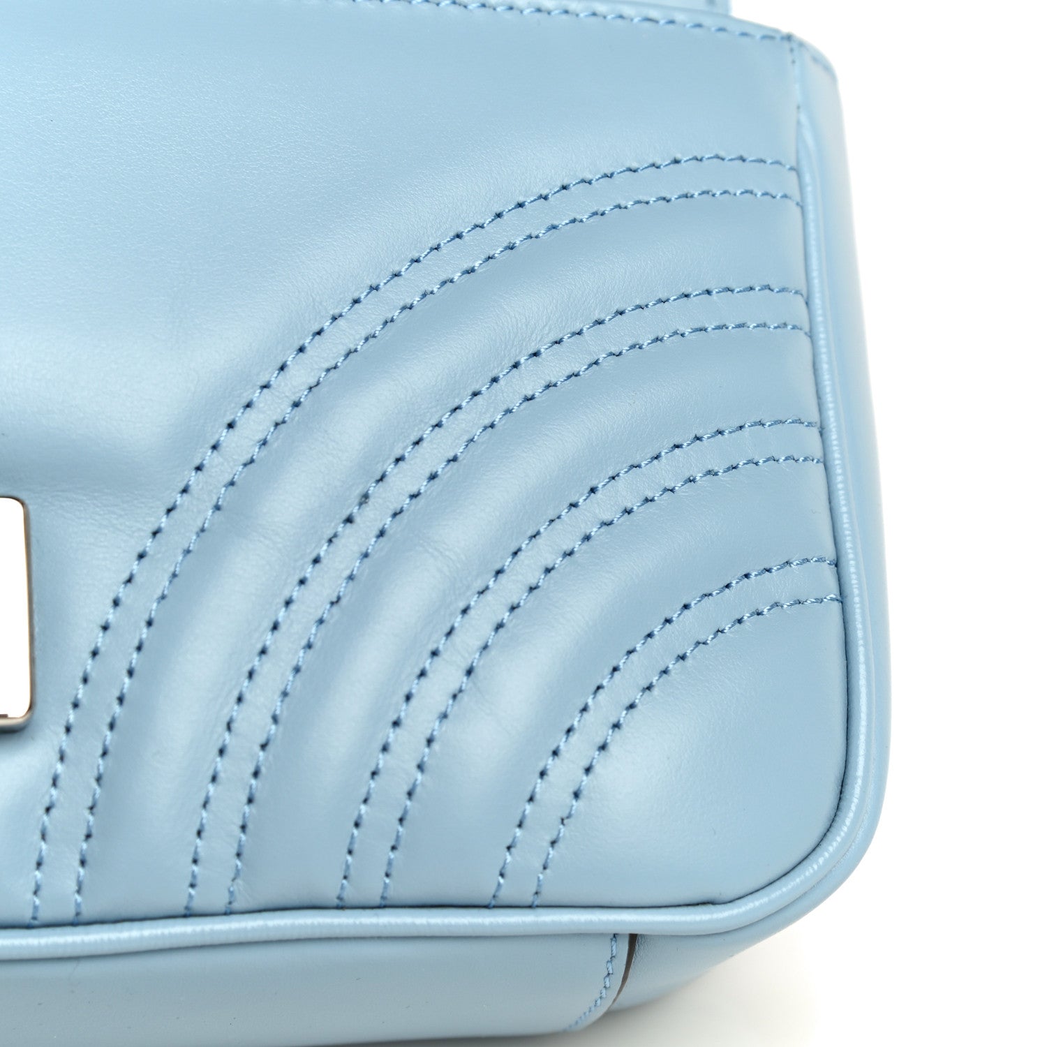 Gucci Calfskin Matelasse Mini GG Marmont Shoulder Bag Porcelain Light Blue 12 of 16
