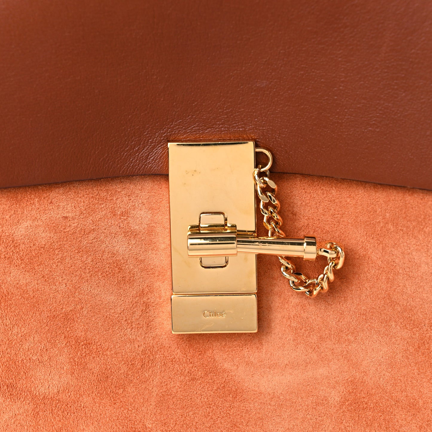 Suede Smooth Calfskin Drew Shoulder Bag Classic Tobacco
