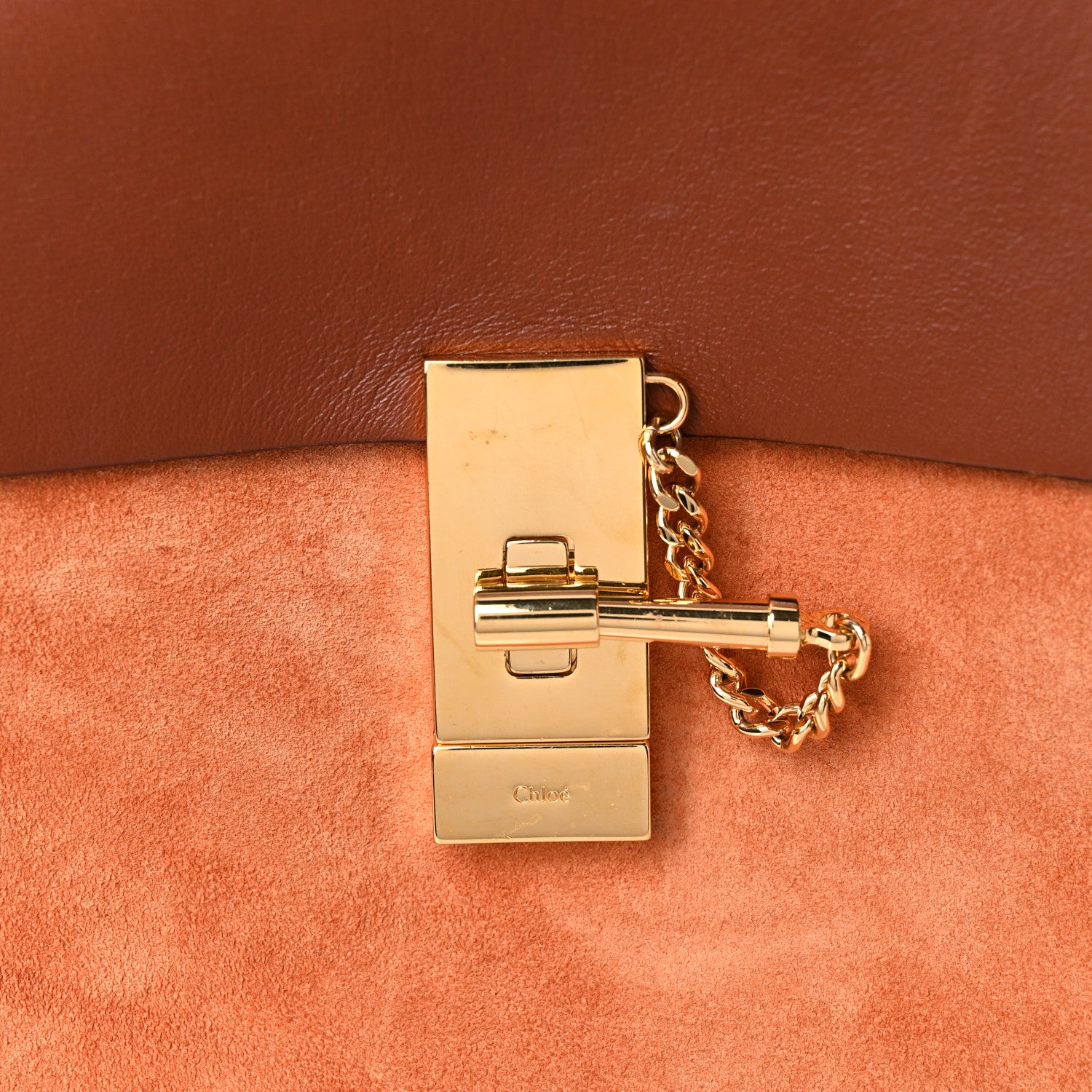 Chloe Suede Smooth Calfskin Drew Shoulder Bag Classic Tobacco 10 of 10