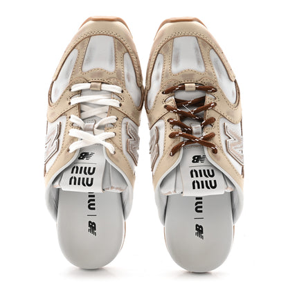 Miu Miu X NEW BALANCE Bleached Calfskin 530 SL Slip-On Sneakers Mules 36.5 Travertine Grey White 2 of 9