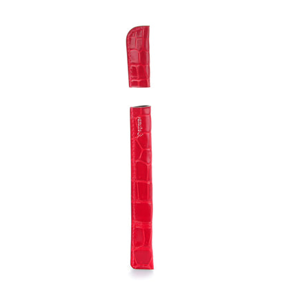 Hermes Shiny Crocodile Petit H Pen Holder Rouge Vif 1 of 4