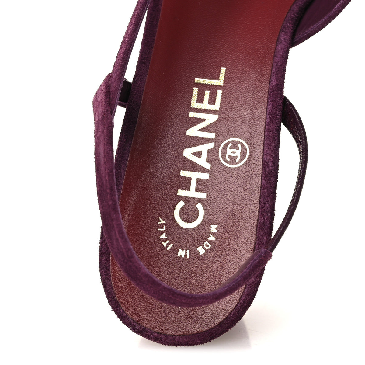 Suede Patent Cap Toe CC Slingback Pumps 38.5 Burgundy