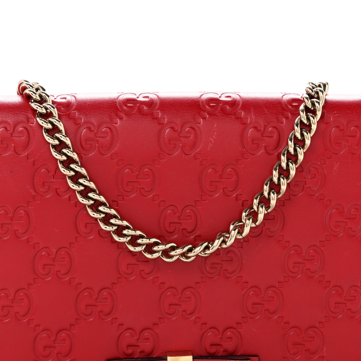 Gucci Guccissima Signature Bowy Chain Wallet Hibiscus Red 7 of 12