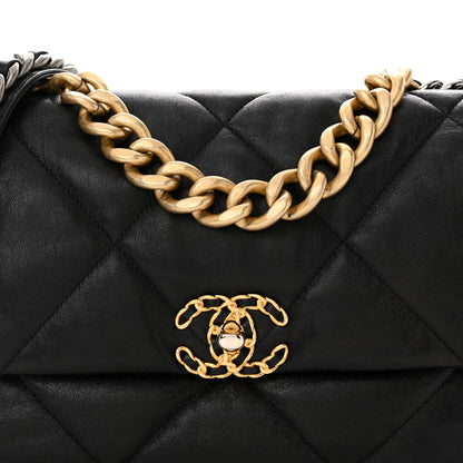 Chanel Shiny Goatskin Quilted Large Chanel 19 Flap Black 8 of 10
