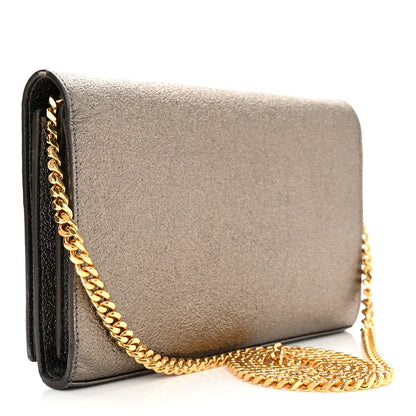 Saint Laurent Grained Metallic Calfskin Monogram Chain Wallet Bronze 2 of 8