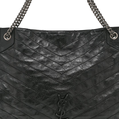 Saint Laurent Crinkled Calfskin Matelasse Monogram Large Niki Shopper Tote Black 8 of 11