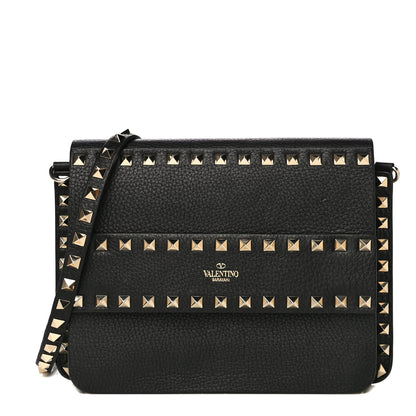 Valentino Garavani Pebbled Calfskin Rockstud Side Slip Crossbody Black 1 of 15