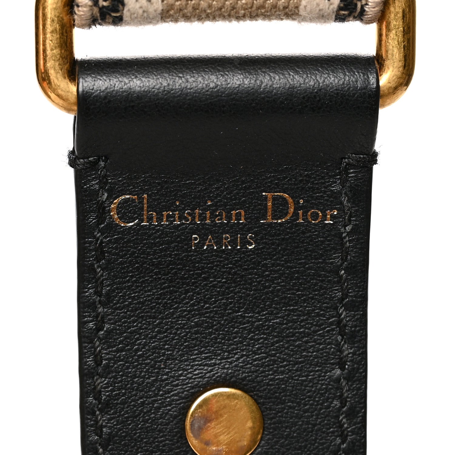 Christian Dior Canvas Embroidered Shoulder Strap Beige 3 of 4