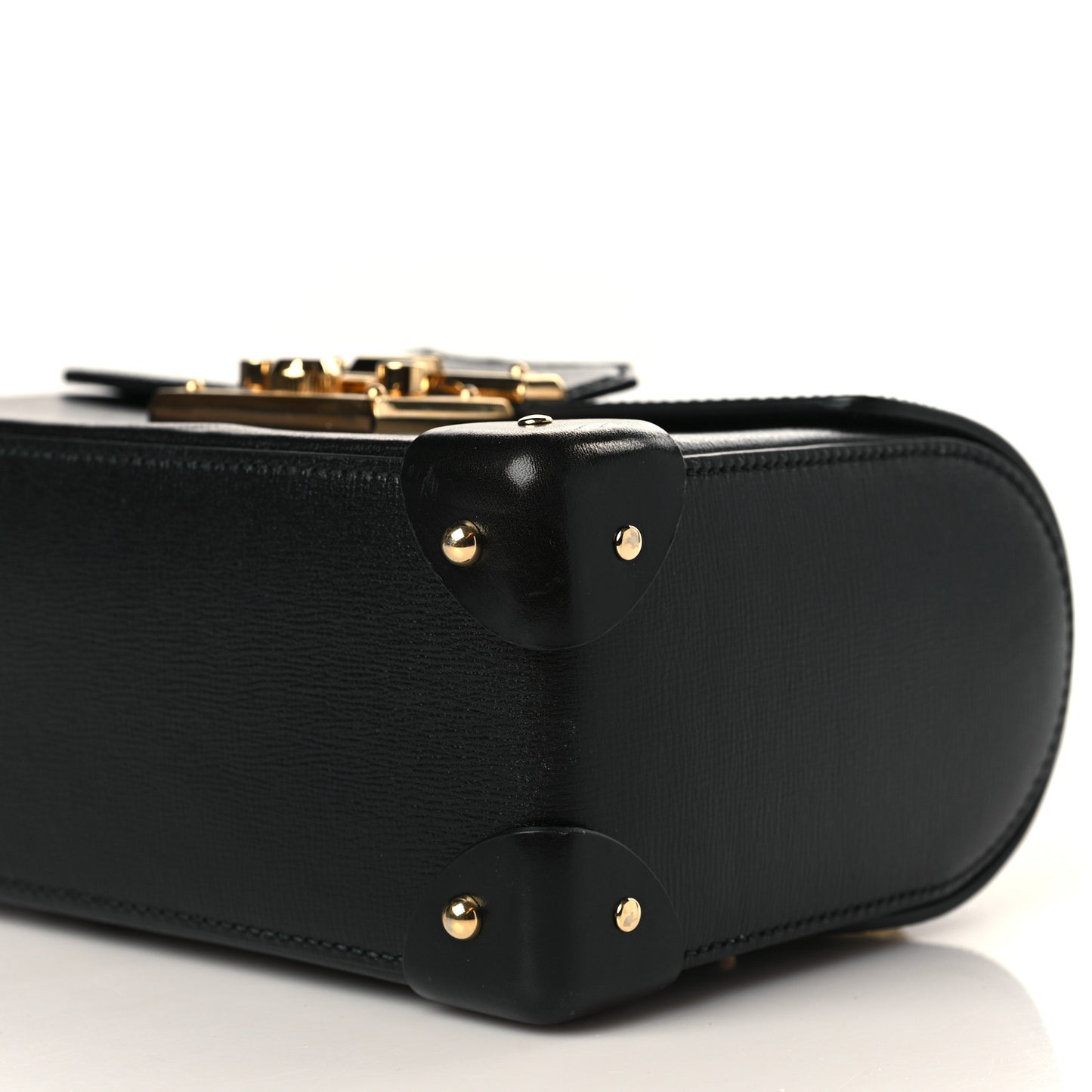 Calfskin Small Padlock Bamboo Shoulder Bag Black