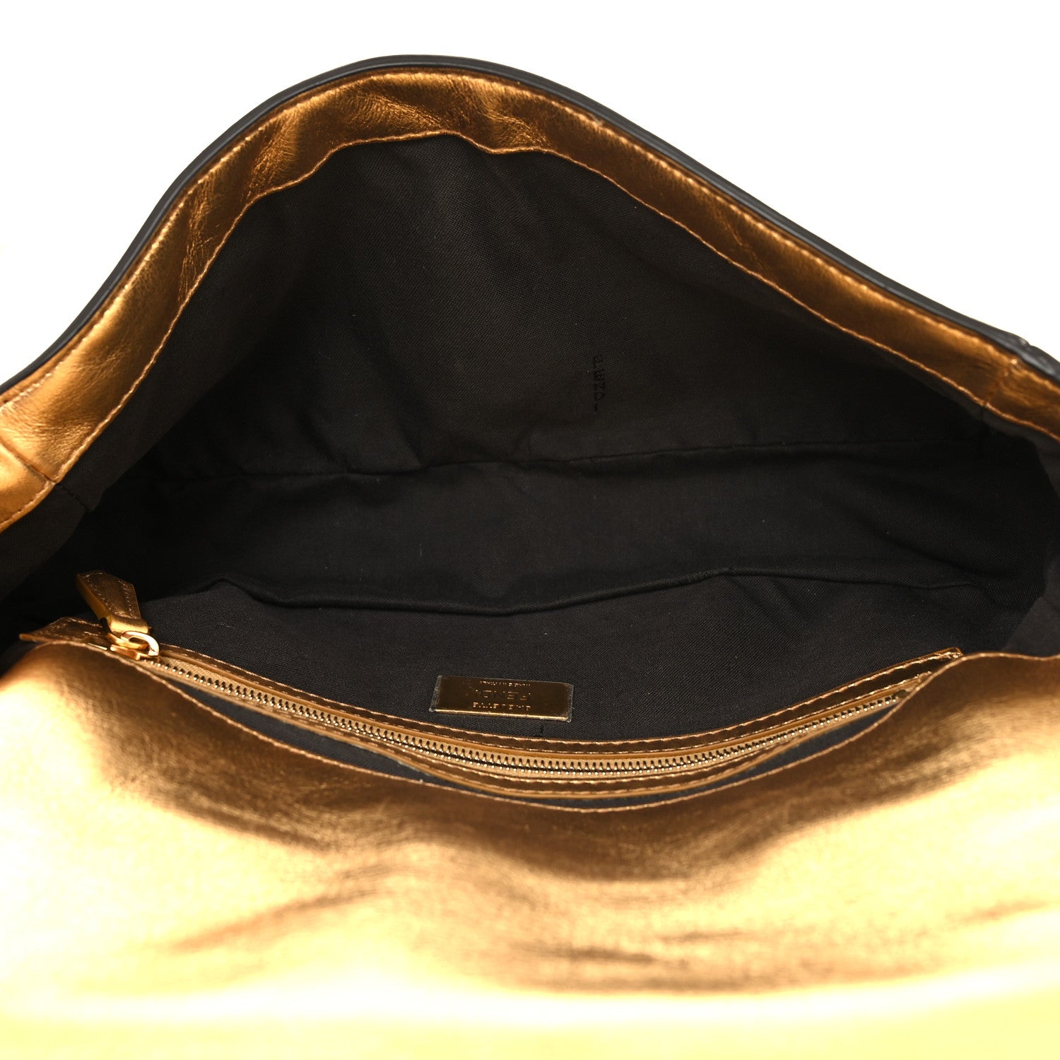 Fendi Vitello Catalan Mirror FF 1974 Embossed Baguette Gold 5 of 11
