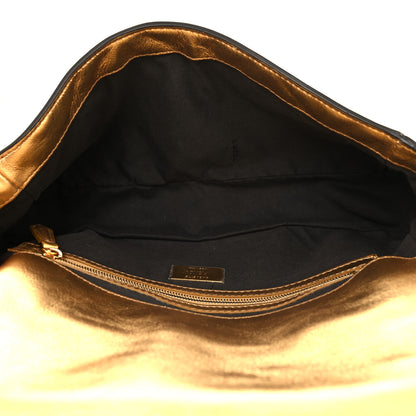 Fendi Vitello Catalan Mirror FF 1974 Embossed Baguette Gold 5 of 11