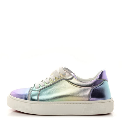 Christian Louboutin Metallic Calfskin Flat Sneakers 38 White Multicolor 1 of 7