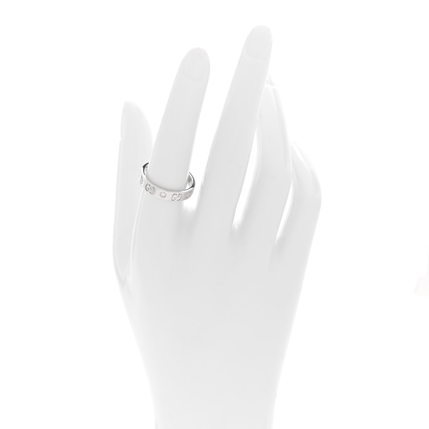 18K White Gold Diamond Icon Band Ring 56 7.5