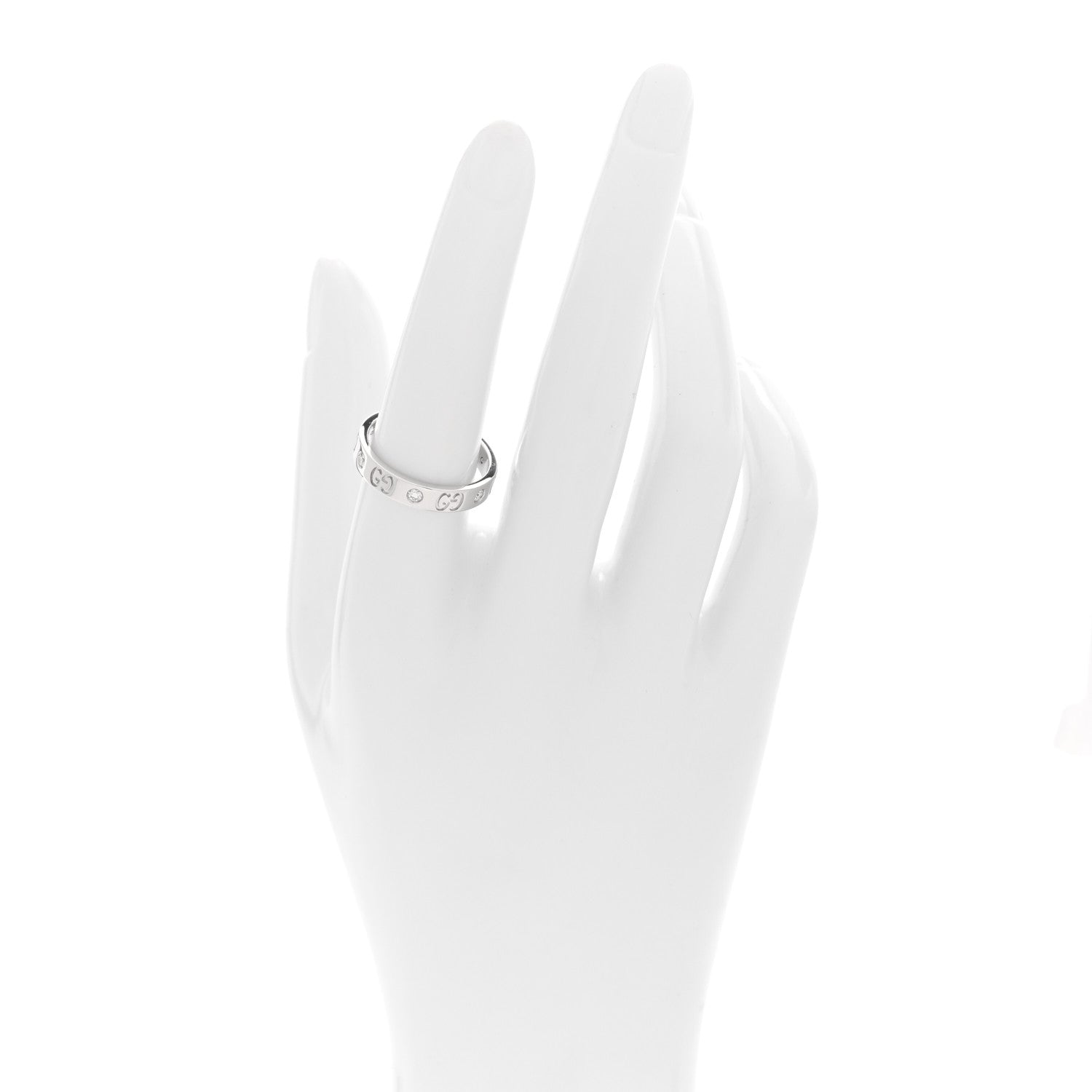 Gucci 18K White Gold Diamond Icon Band Ring 56 7.5 2 of 5