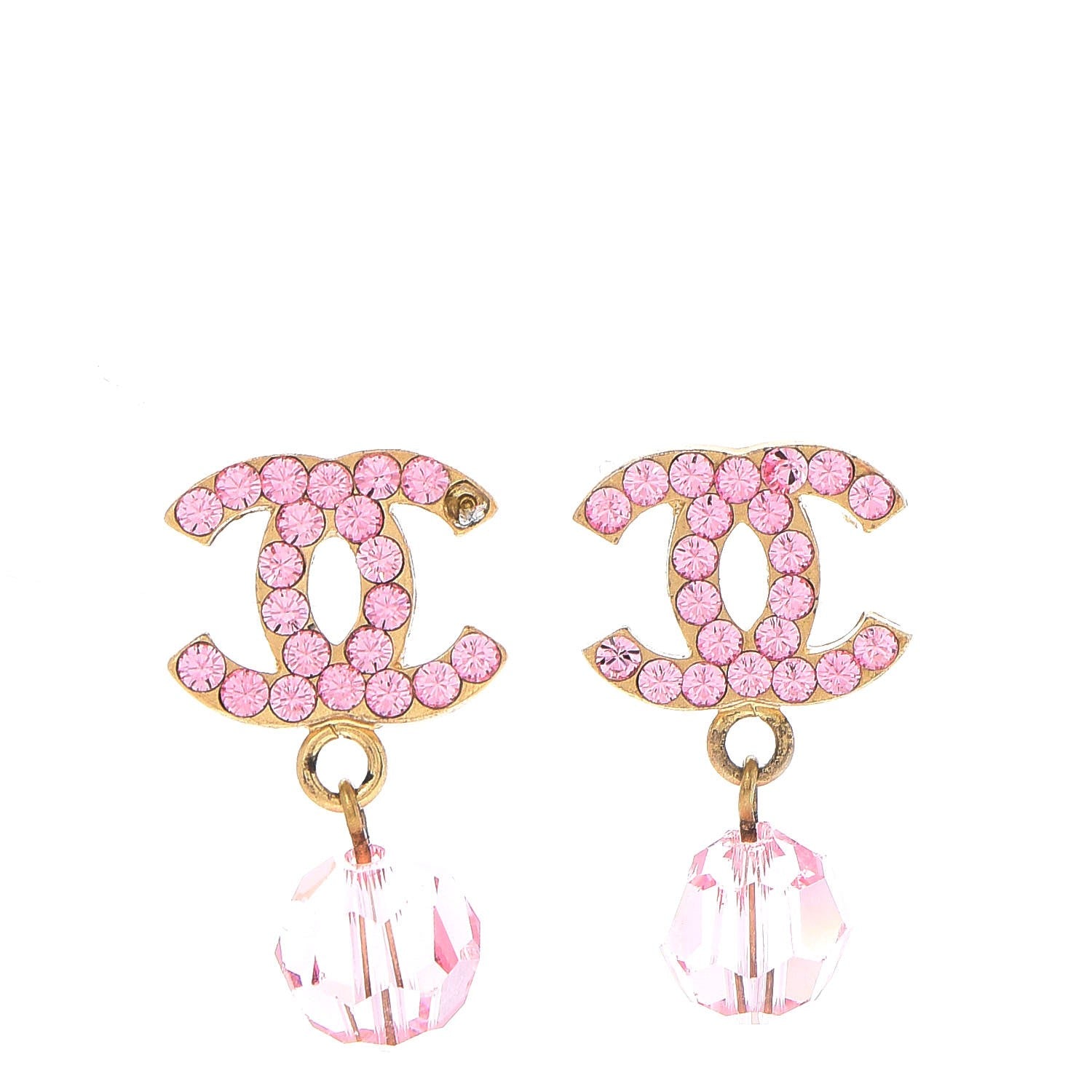 Chanel Crystal CC Drop Earrings Fuchsia 1 of 5