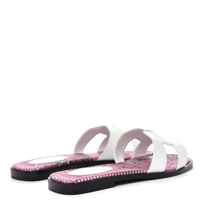 Hermes Box Calfskin Bois De Rose Oran Sandals 37.5 White 4 of 11