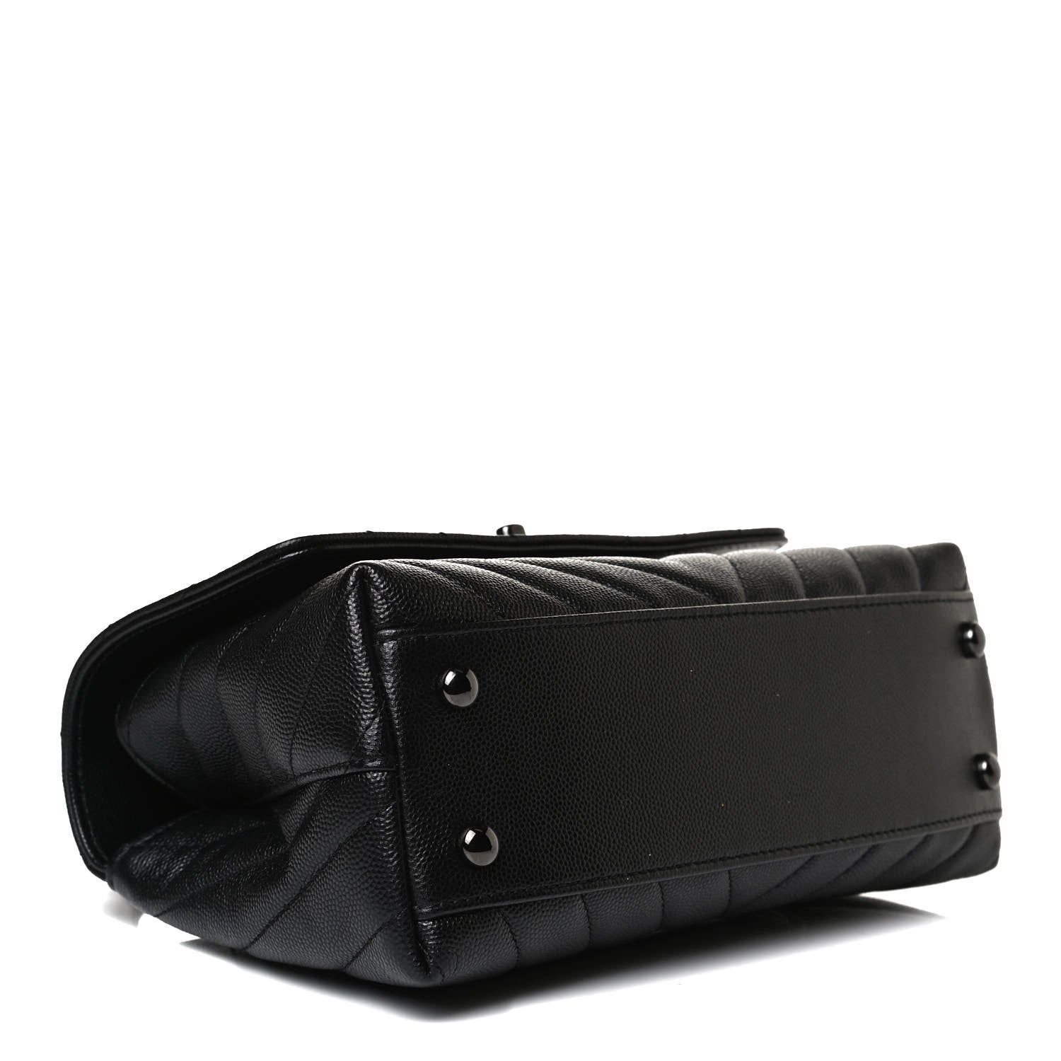 Chanel Caviar Chevron Quilted Mini Coco Handle Flap So Black 5 of 14