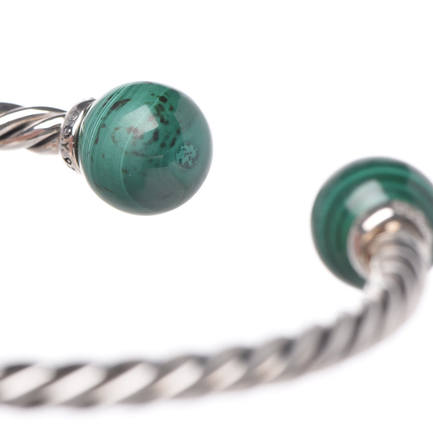 Sterling Silver Diamond Malachite 9mm Solari Bracelet