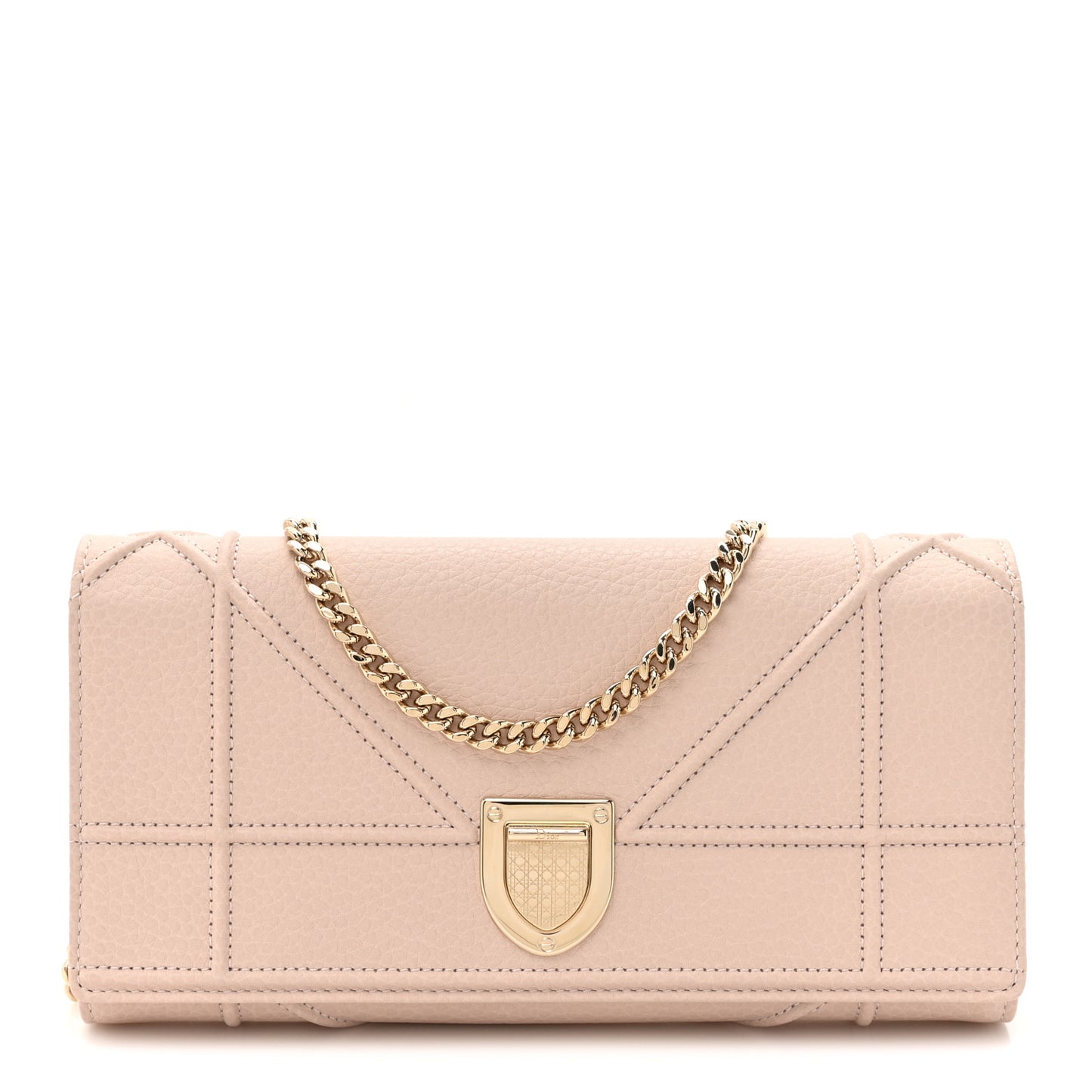 Grained Calfskin Diorama Croisiere Chain Wallet Rose Poudre