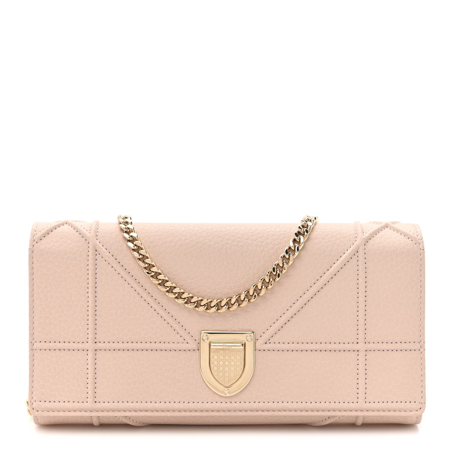 Christian Dior Grained Calfskin Diorama Croisiere Chain Wallet Rose Poudre 1 of 11