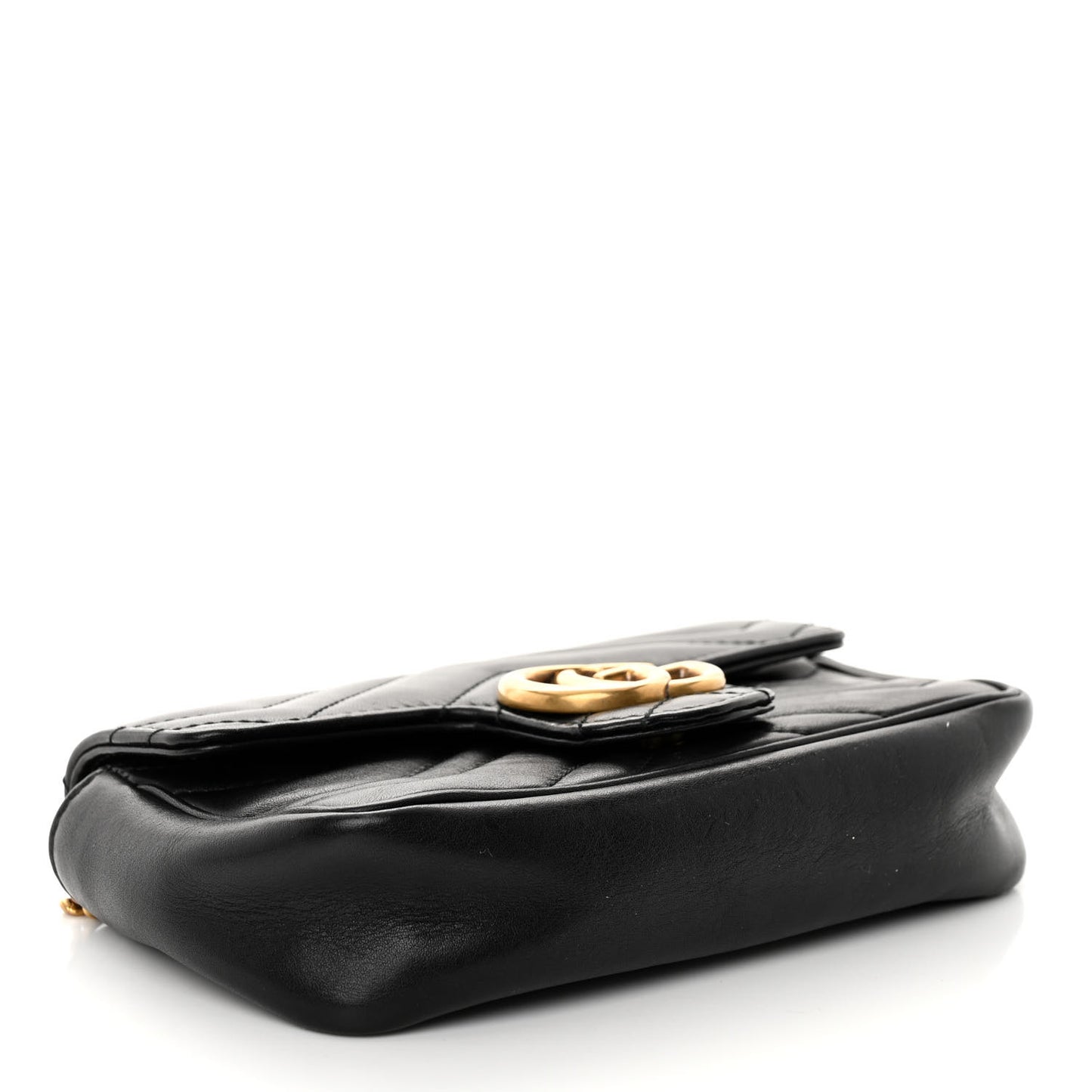 Calfskin Matelasse Super Mini GG Marmont Shoulder Bag Black