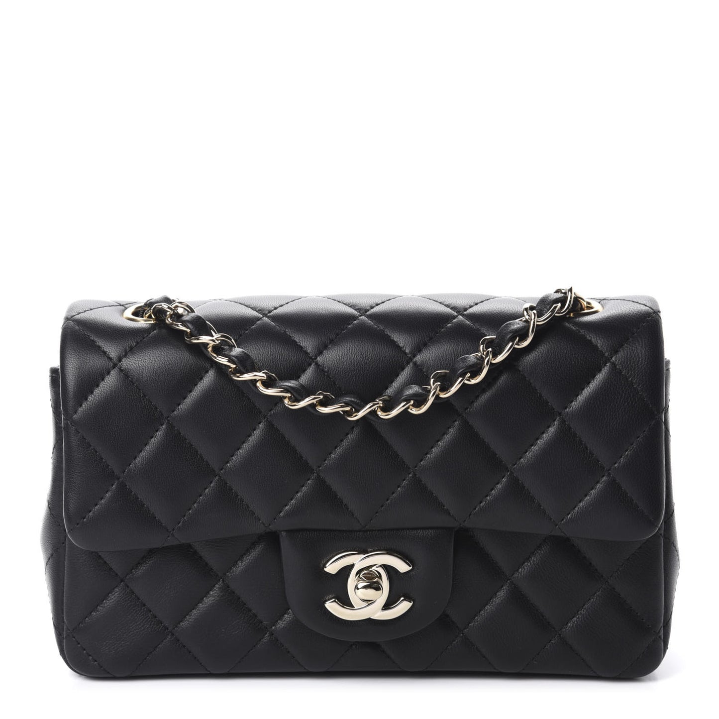 Lambskin Quilted Mini Rectangular Flap Black