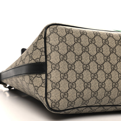 Gucci GG Supreme Monogram Web Medium Zippered Tote Beige Black 9 of 10