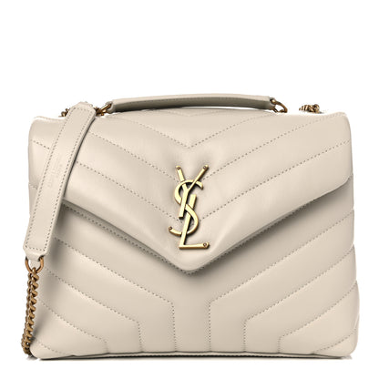 Saint Laurent Calfskin Y Quilted Monogram Small Loulou Chain Satchel Crema Soft 1 of 10